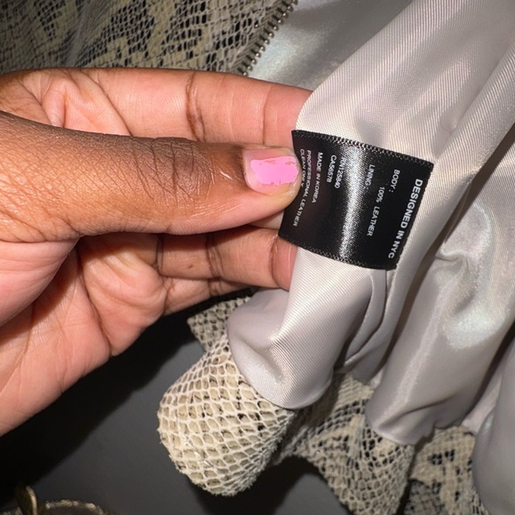 INTERMIX Beige Snakeskin Leather Jacket - Picture 4 of 5